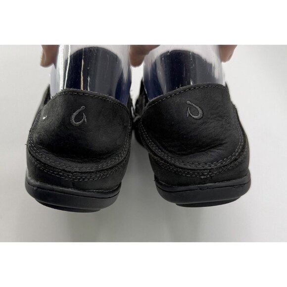 Olukai Moloa Boys Youth‎ Black Leather Slip On Casual Loafers Size 4 See Photos - Picture 4 of 10